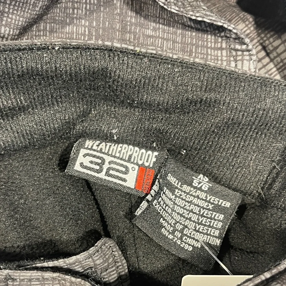 Weatherproof snow bibs  Charcoal Suspender Pants kids size 5/6